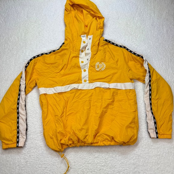 PINK Victoria's‎ Secret  jacket womens XS yellow white Anorak Pullover Hoodie - Picture 1 of 9